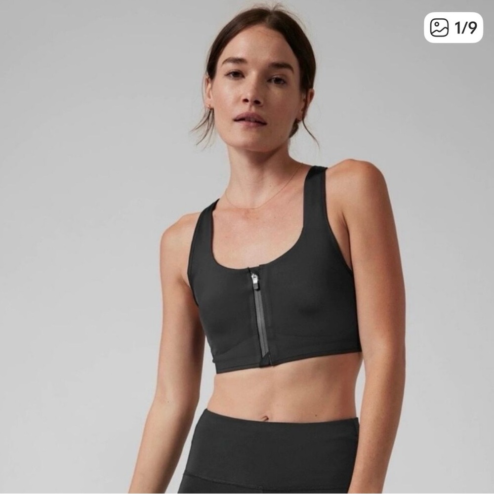 Athleta Empower II Train Bra A-C Zip Front Black XL